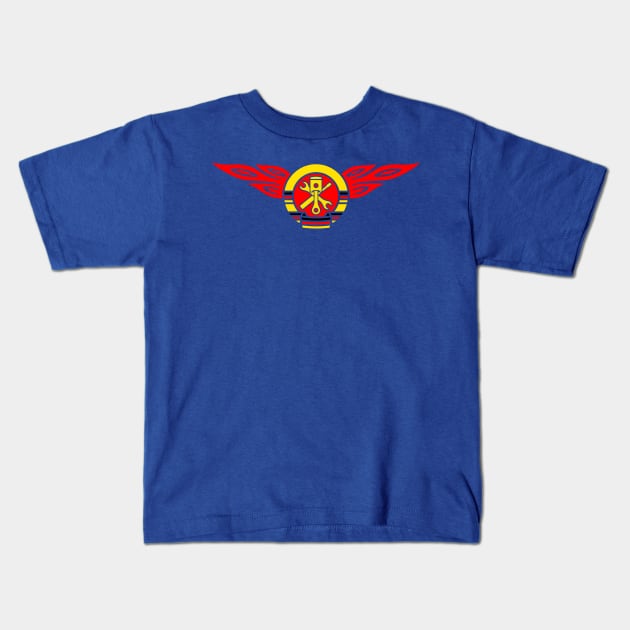 DDR Flames Crest (tri-color) Kids T-Shirt by GetThatCar